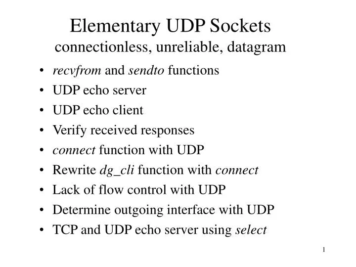 elementary udp sockets connectionless unreliable datagram