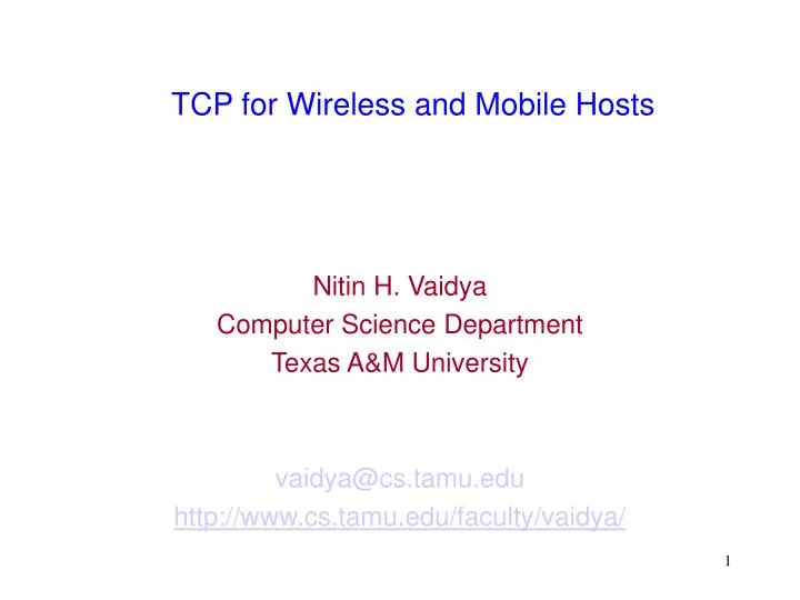 tcp for wireless and mobile hosts