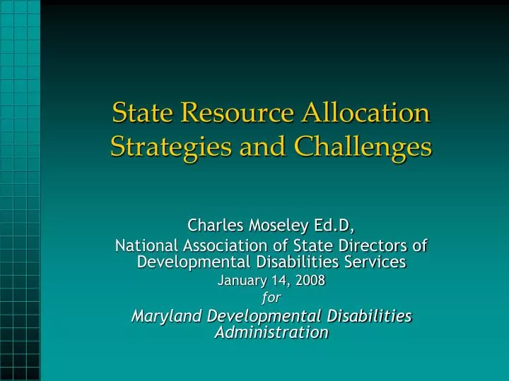 state resource allocation strategies and challenges