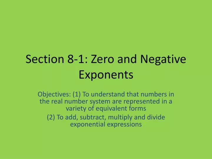 section 8 1 zero and negative exponents