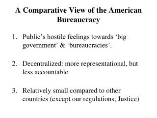 A Comparative View of the American Bureaucracy