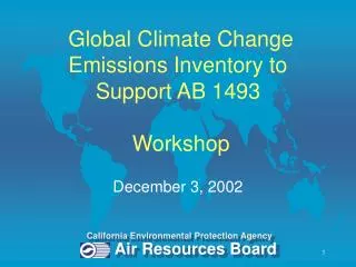 Global Climate Change Emissions Inventory to Support AB 1493 Workshop