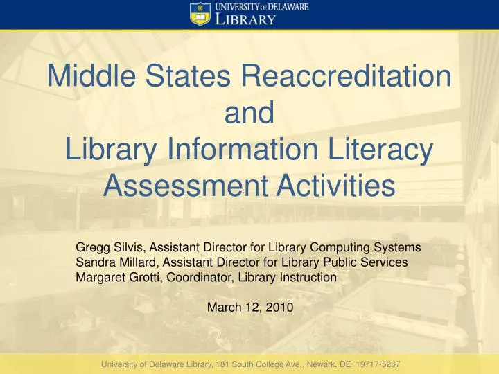 middle states reaccreditation and library information literacy assessment activities