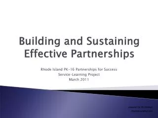 Building and Sustaining Effective Partnerships