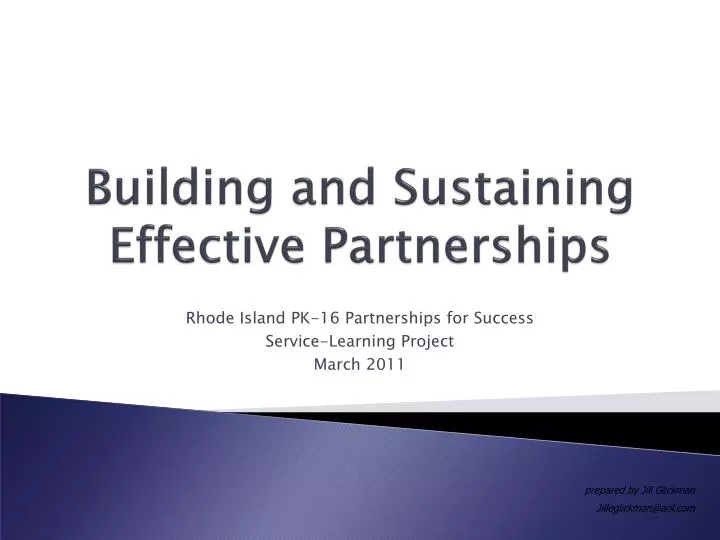 building and sustaining effective partnerships