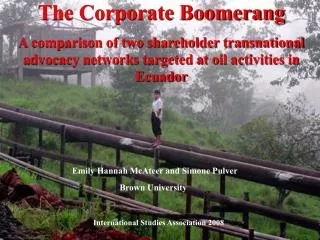 The Corporate Boomerang A comparison of two shareholder transnational advocacy networks targeted at oil activities in Ec