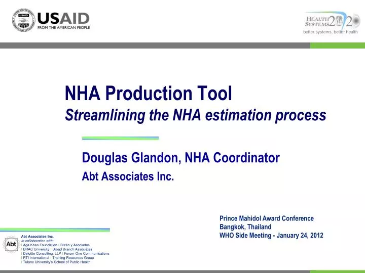 nha production tool streamlining the nha estimation process