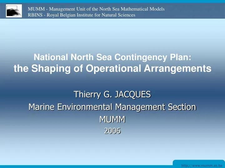 thierry g jacques marine environmental management section mumm 2006