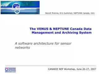  The VENUS &amp; NEPTUNE Canada Data Management and Archiving System