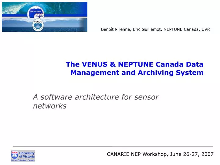 the venus neptune canada data management and archiving system
