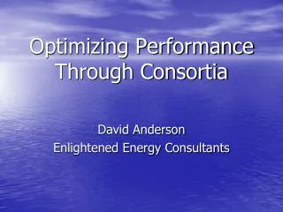 Optimizing Performance Through Consortia