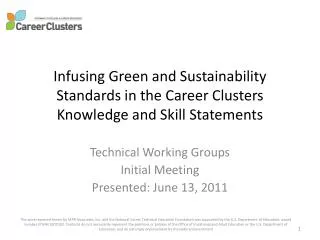 Infusing Green and Sustainability Standards in the Career Clusters Knowledge and Skill Statements
