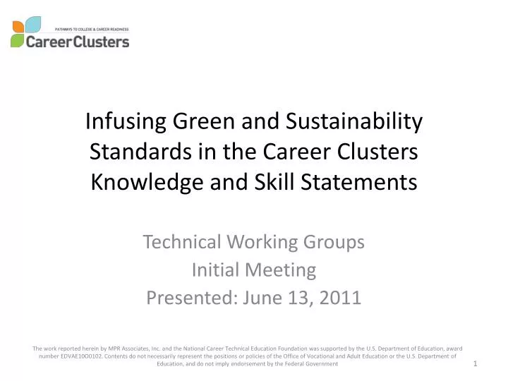 infusing green and sustainability standards in the career clusters knowledge and skill statements