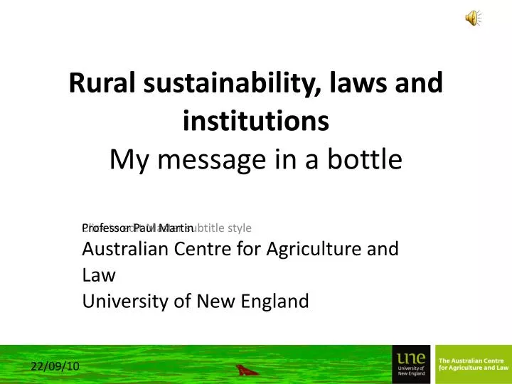rural sustainability laws and institutions my message in a bottle