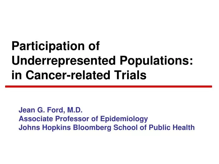 participation of underrepresented populations in cancer related trials