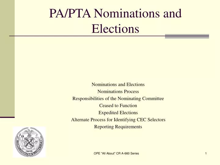 pa pta nominations and elections