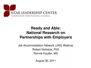Ready and Able: National Research on Partnerships with Employers