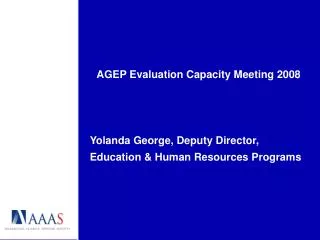 AGEP Evaluation Capacity Meeting 2008