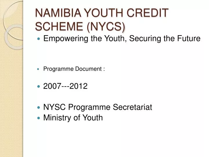 namibia youth credit scheme nycs