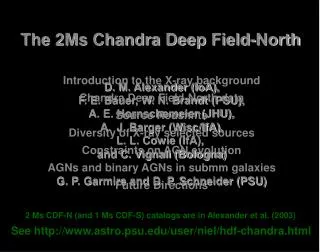 Introduction to the X-ray background Chandra Deep Field-North data Source Redshifts Diversity of X-ray selected sources