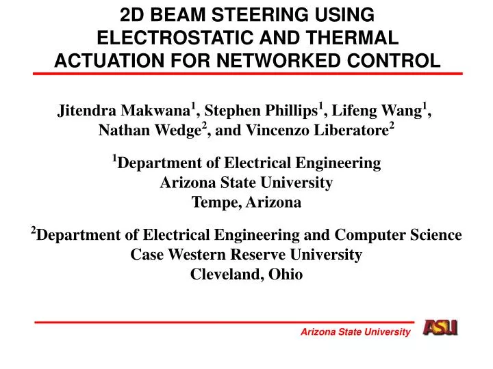 2d beam steering using electrostatic and thermal actuation for networked control