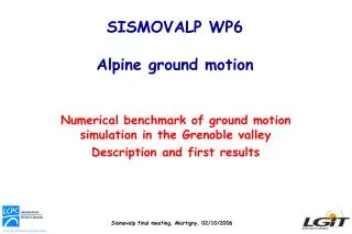 SISMOVALP WP6 Alpine ground motion
