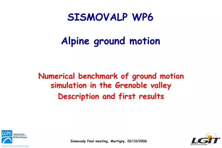 sismovalp wp6 alpine ground motion