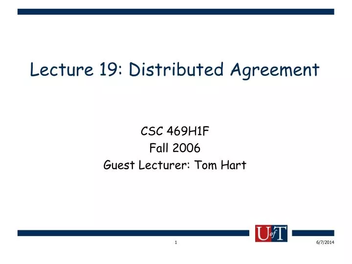 lecture 19 distributed agreement