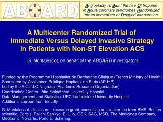 A Multicenter Randomized Trial of Immediate Versus Delayed Invasive Strategy in Patients with Non-ST Elevation ACS