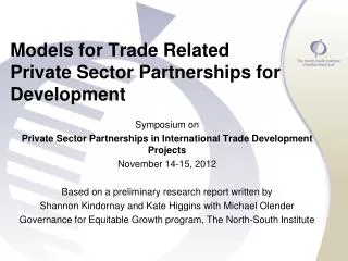 Models for Trade Related Private Sector Partnerships for Development