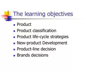 The learning objectives