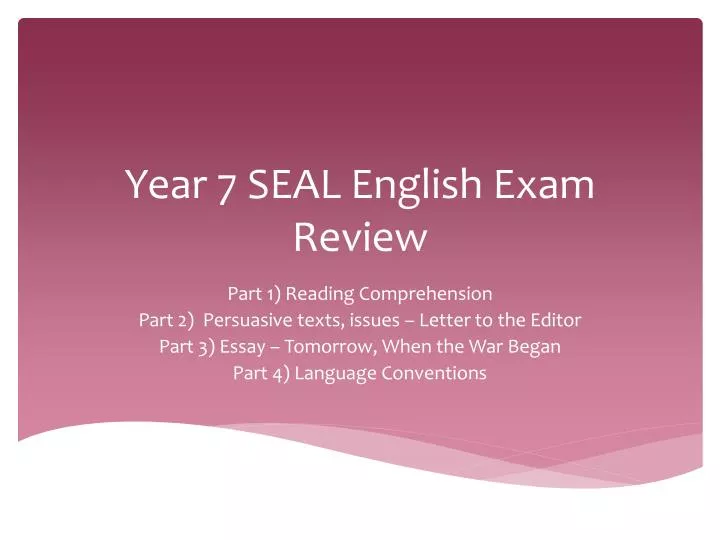 year 7 seal english exam review