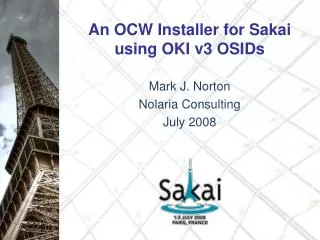 An OCW Installer for Sakai using OKI v3 OSIDs