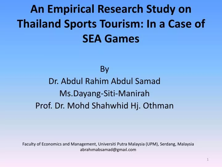 an empirical research study on thailand sports tourism in a case of sea games