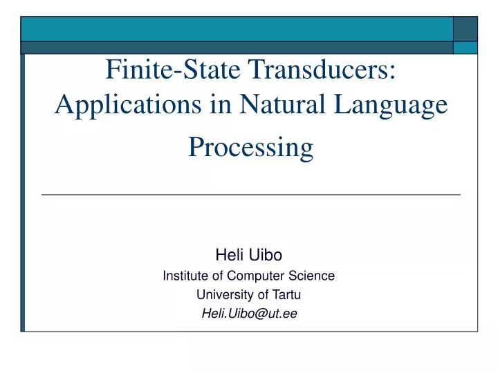 finite state transducers applications in natural language processing