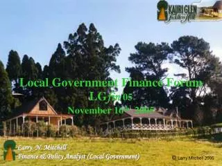 Local Government Finance Forum LG fin’ 05 November 16 th 2005