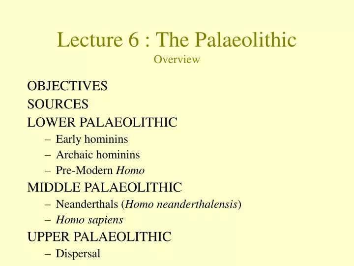 lecture 6 the palaeolithic overview