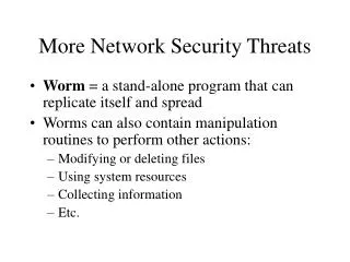 More Network Security Threats