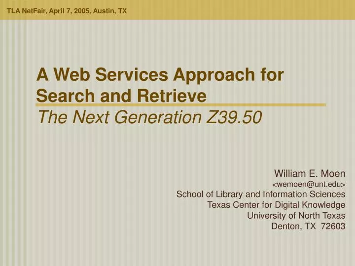 a web services approach for search and retrieve the next generation z39 50