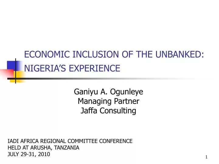 economic inclusion of the unbanked nigeria s experience