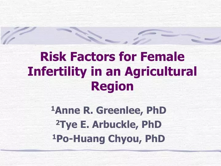 risk factors for female infertility in an agricultural region