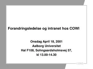 Forandringsledelse og intranet hos COWI