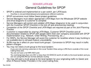 General Guidelines for SPOP