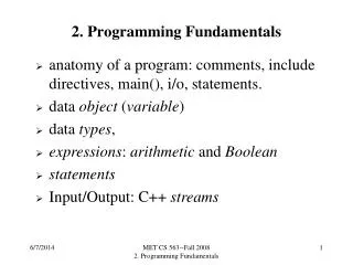 2. Programming Fundamentals