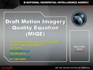 Draft Motion Imagery Quality Equation (MIQE)