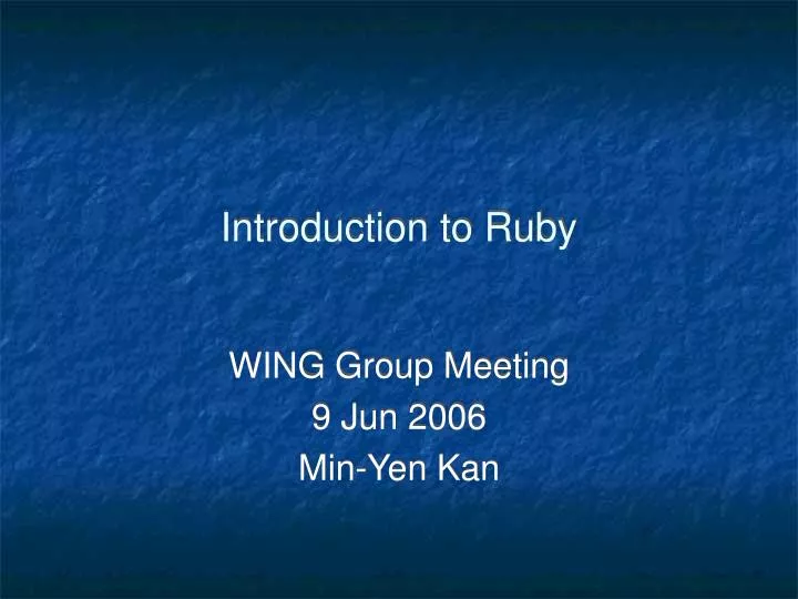 introduction to ruby