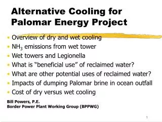 Alternative Cooling for Palomar Energy Project