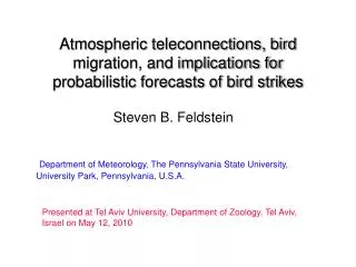 Atmospheric teleconnections, bird migration, and implications for probabilistic forecasts of bird strikes