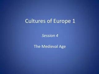 Cultures of Europe 1