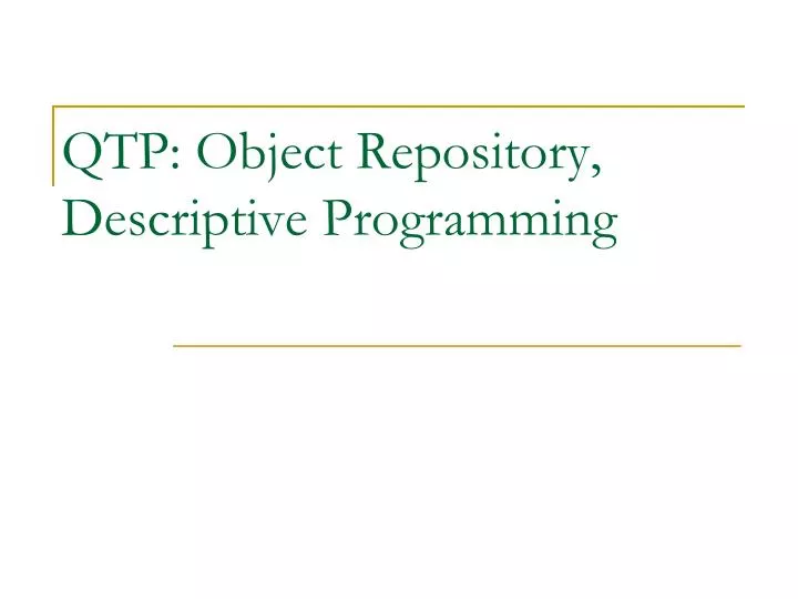 qtp object repository descriptive programming